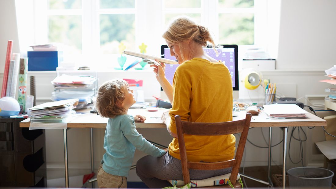 Mom working from home trying to create structure for her kid.