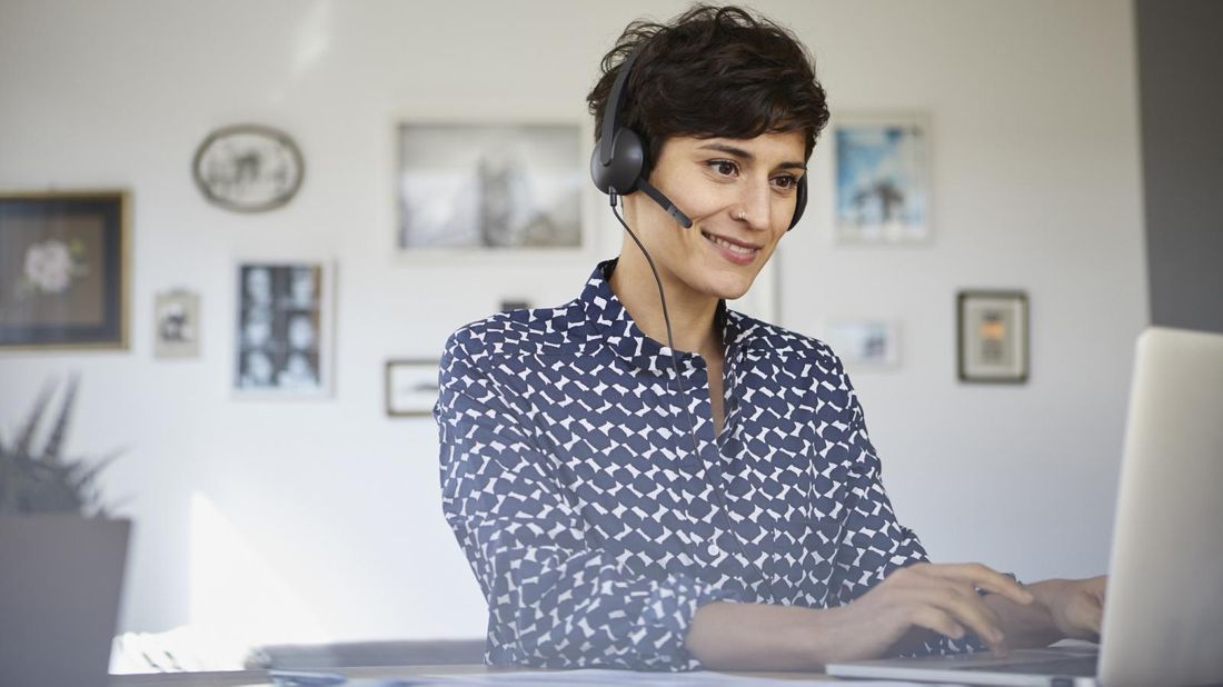 Professional woman on a video conference call