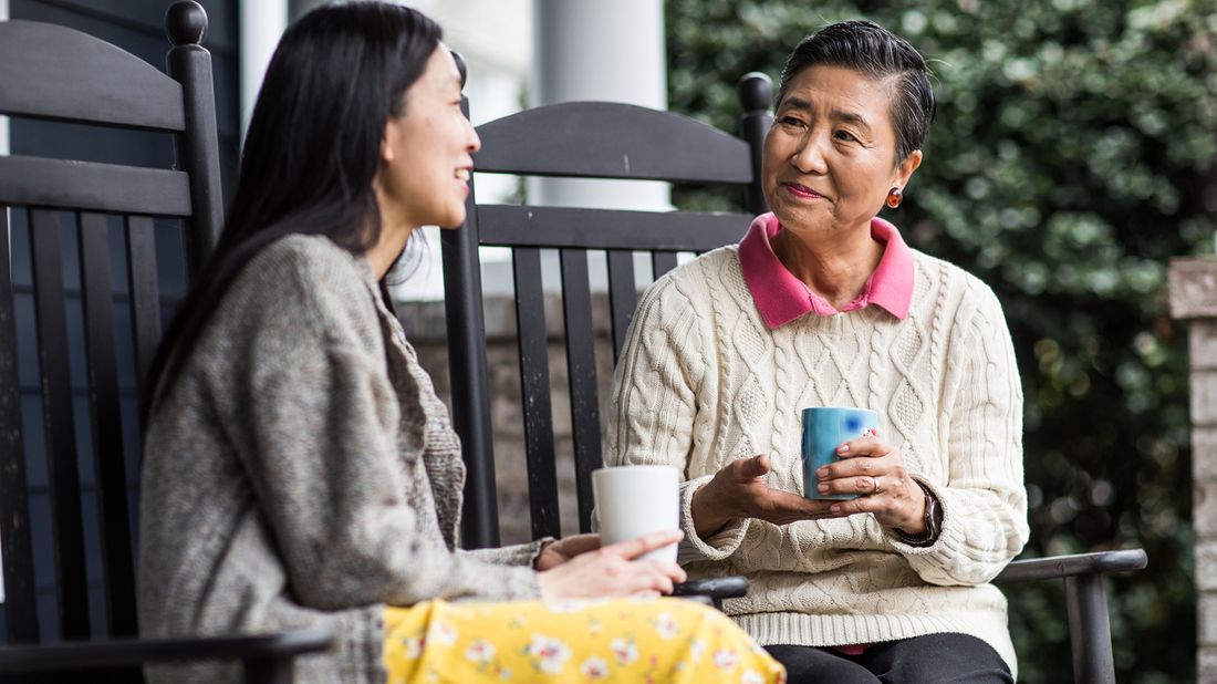 mom and daughter discussing filial responsibility