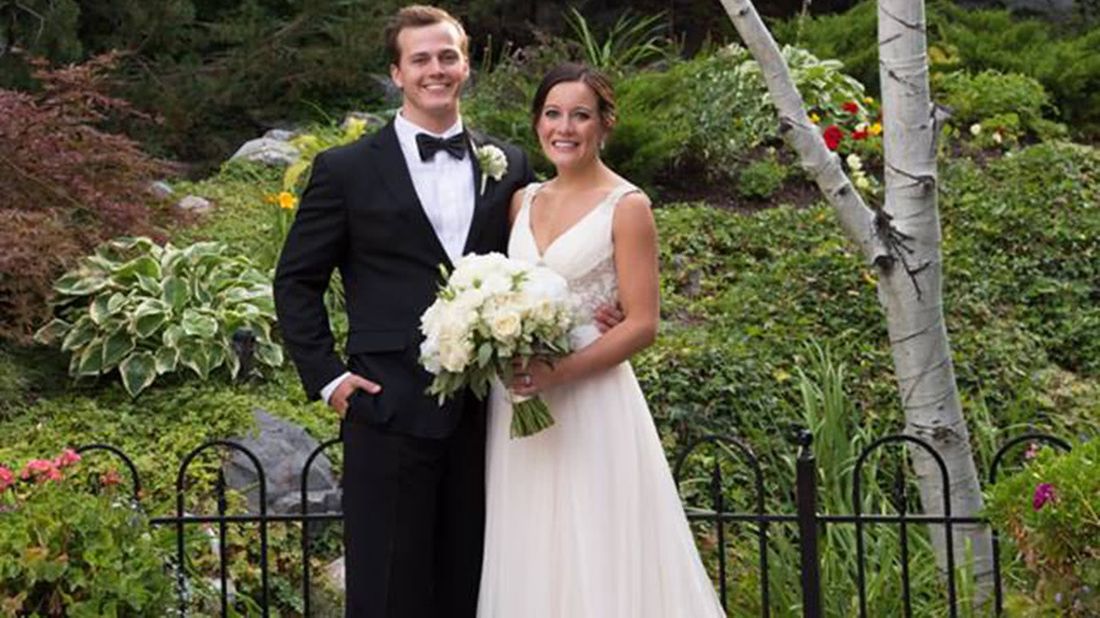 Wedding photo of a couple who merged finances