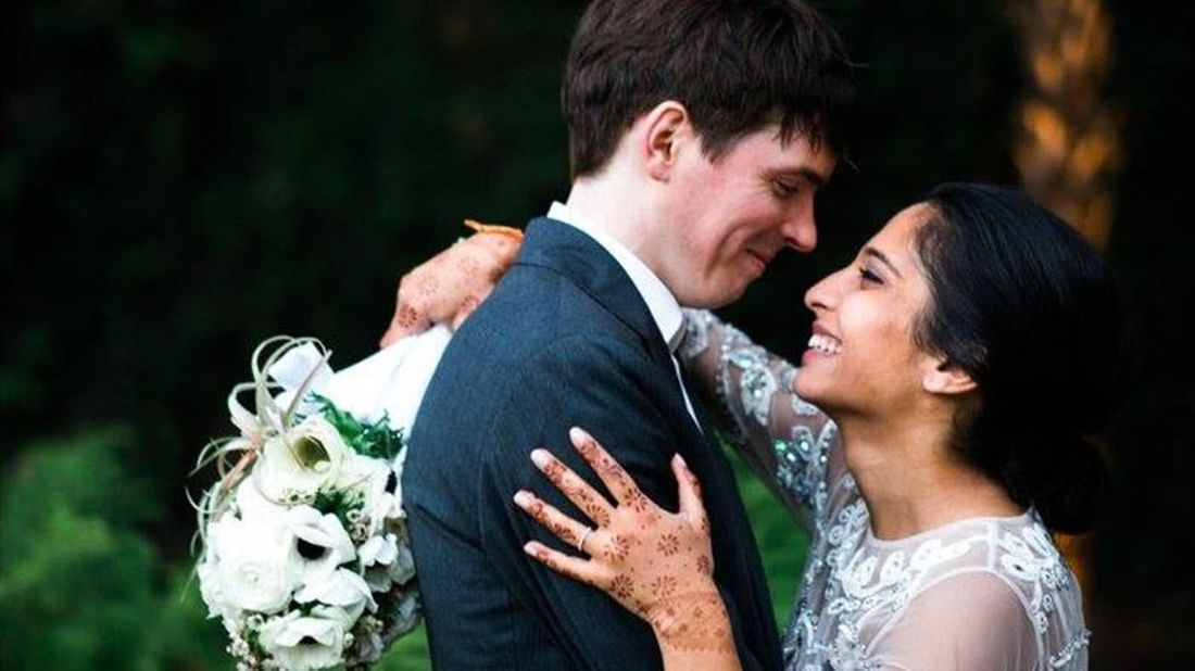 Ben and Foram Nyberg at their wedding.