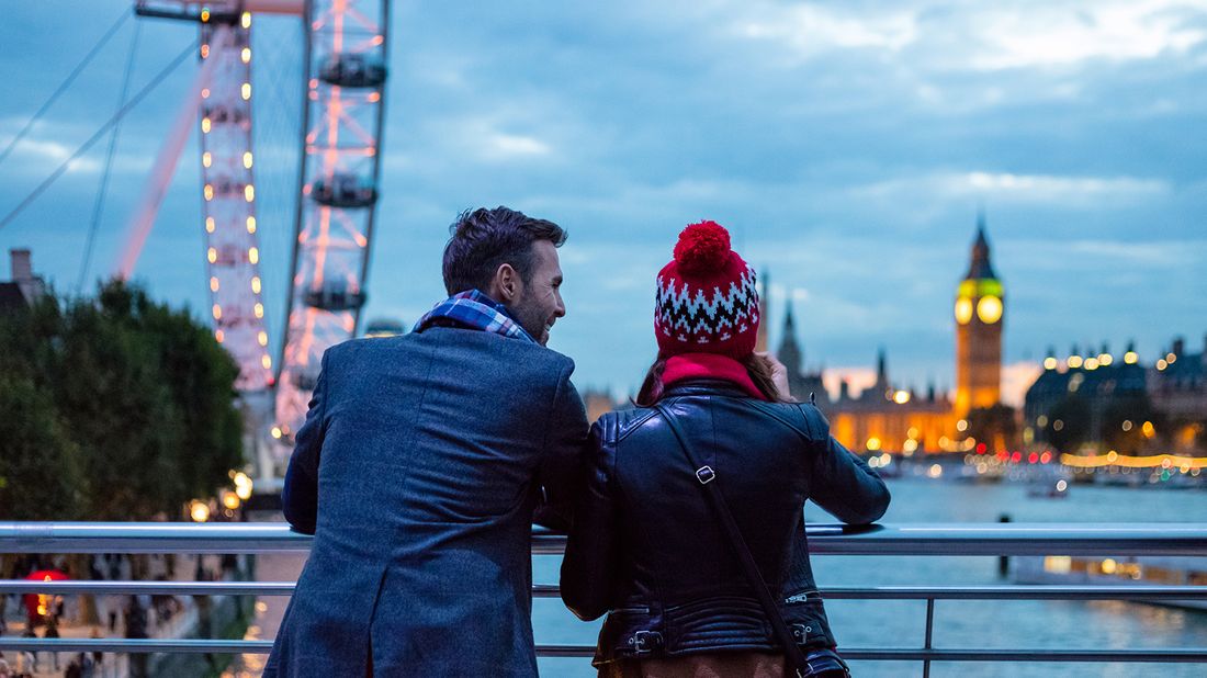 couple admiring London skyline