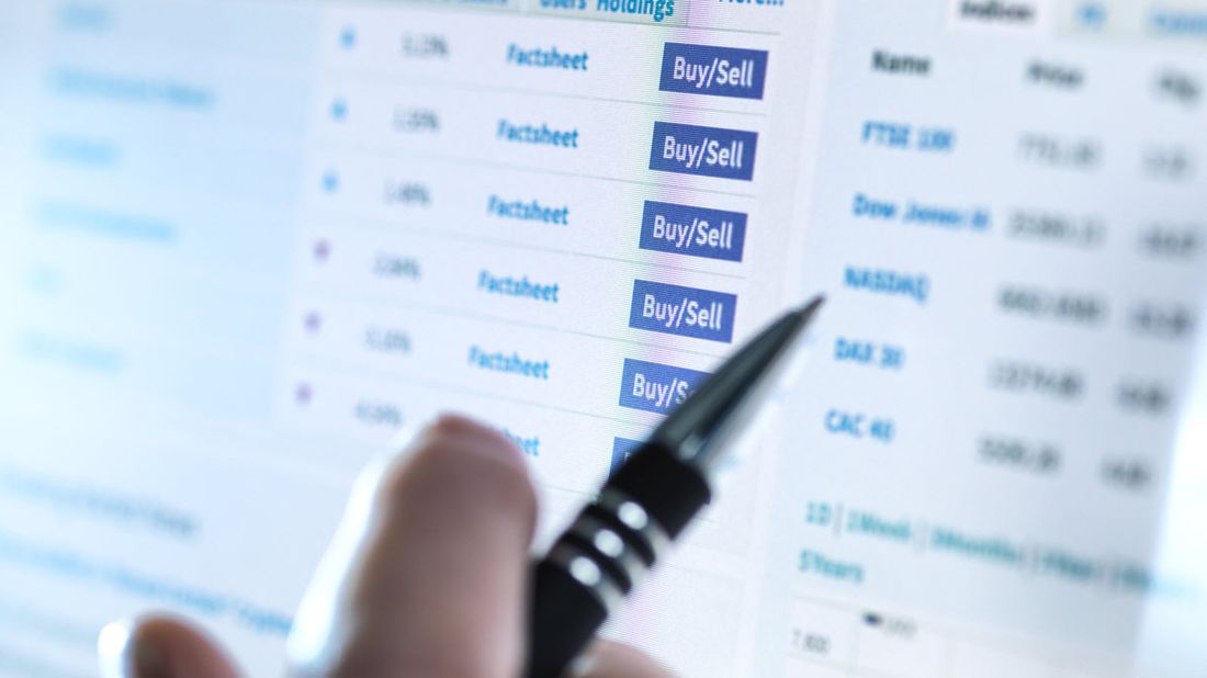 A screen showing buy and sell orders for stocks