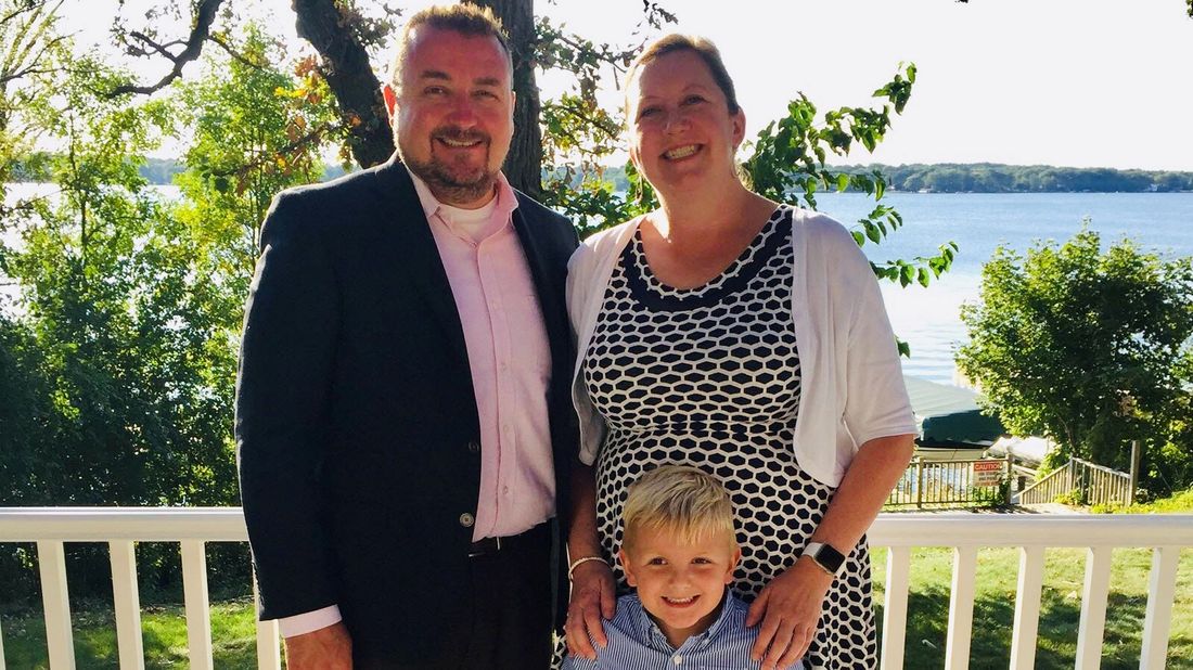 Mindy Wilke with her husband and son.