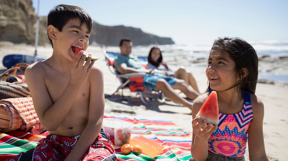 family enjoying last-minute summer vacation