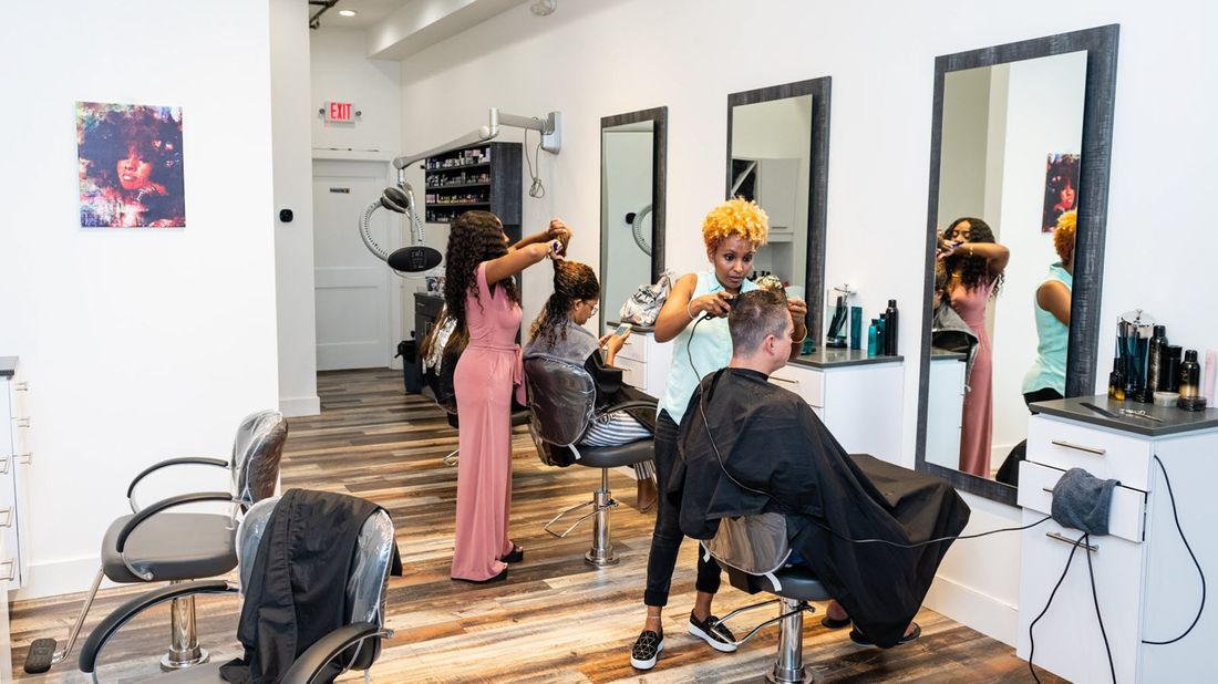 Eden Tekle at her salon, Eden D.C.