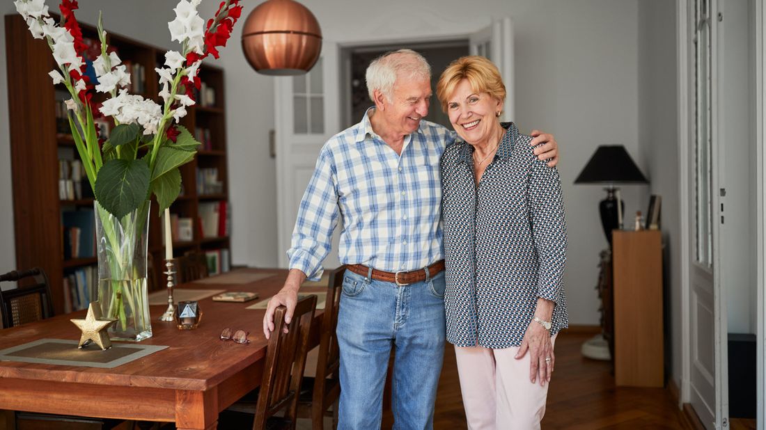 Couple discussing a retirement plan for living longer.