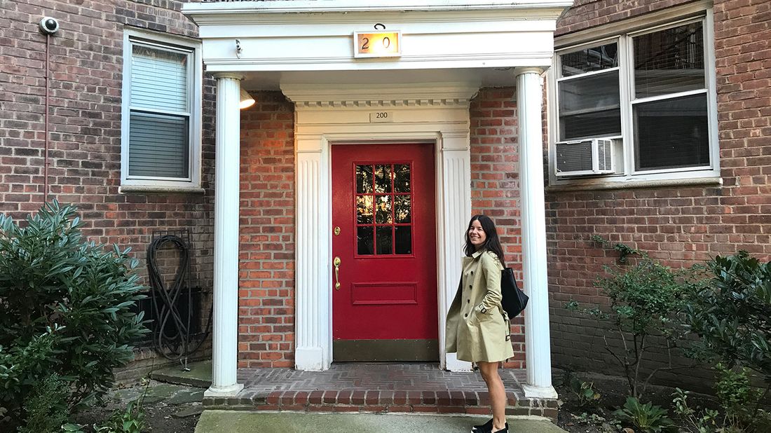 The author in front of her co-op. 