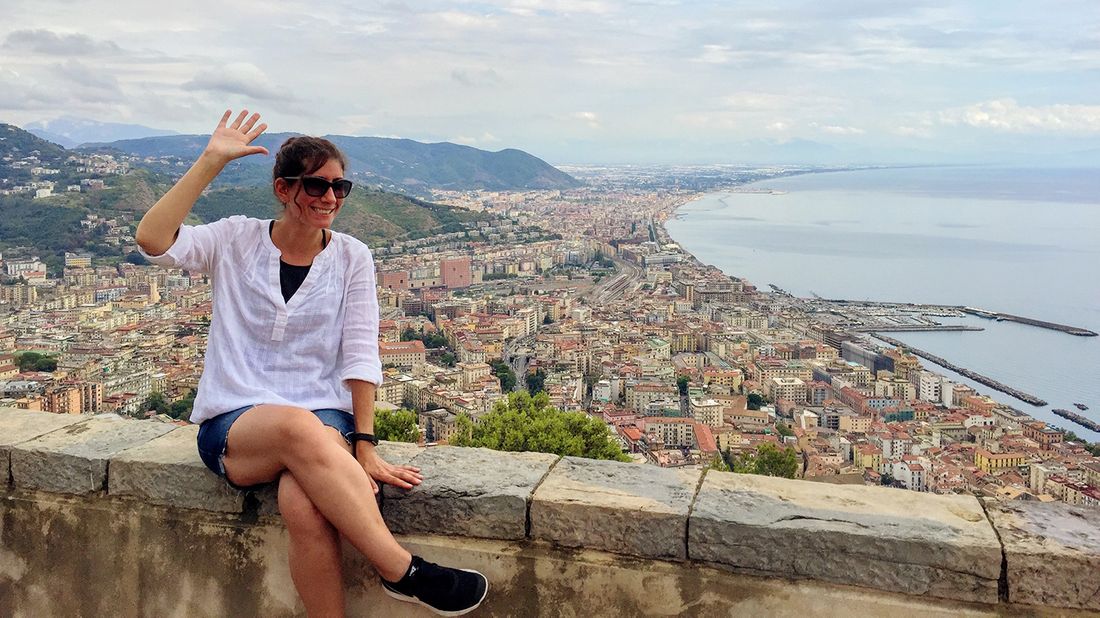 Kristin overlooking Salerno, Italy