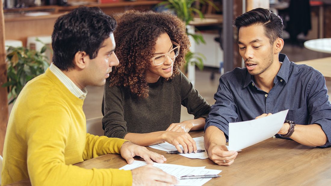 Couple on meeting with financial advisor