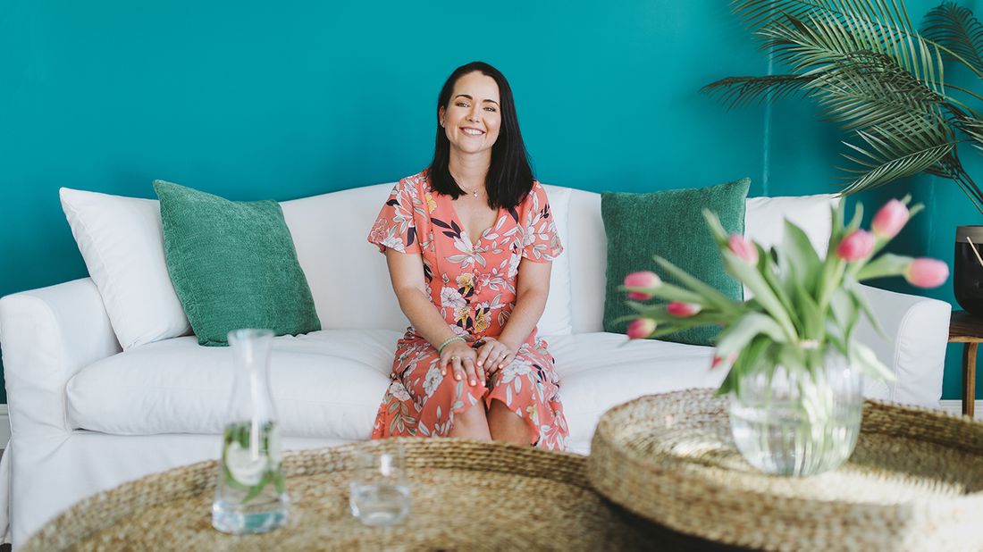 woman sitting in living room