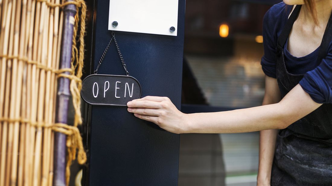 Women opening up her business