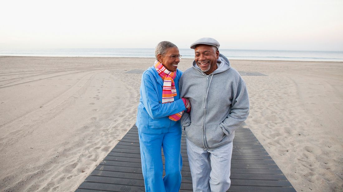 couple walking on beach