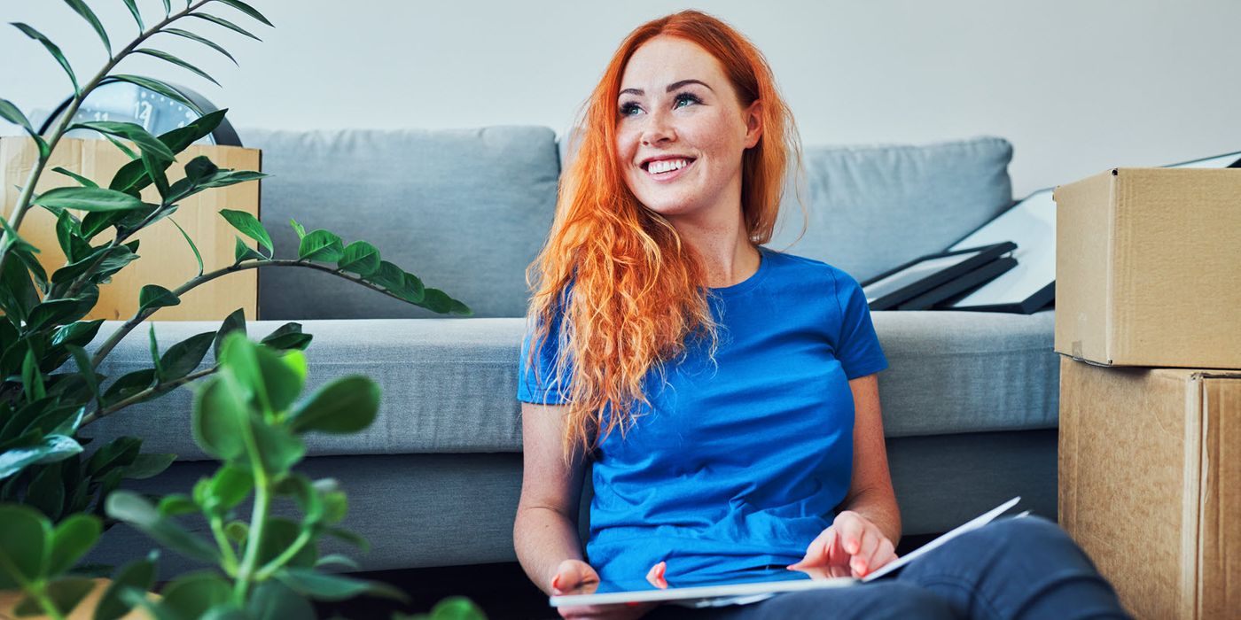 Single woman thinking about financial planning.