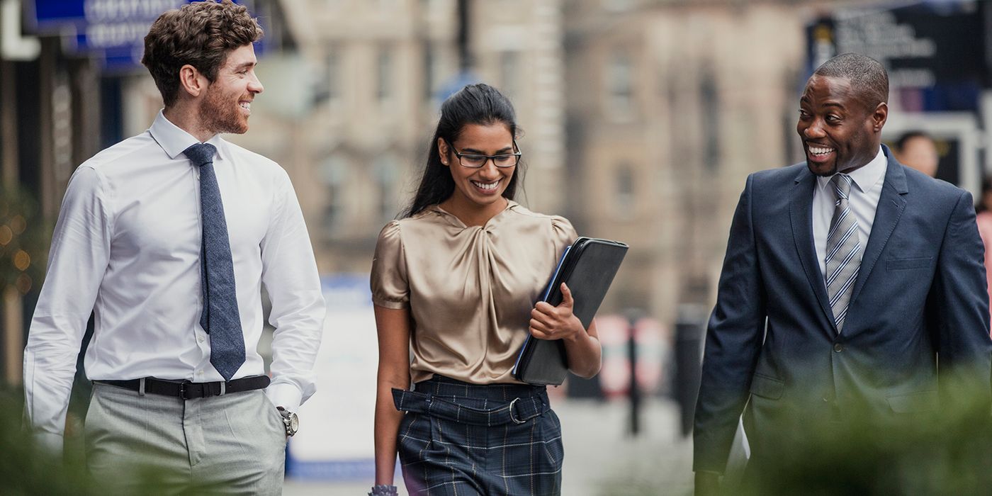 colleagues on way to work