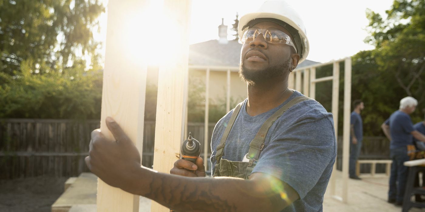 Man building a home.