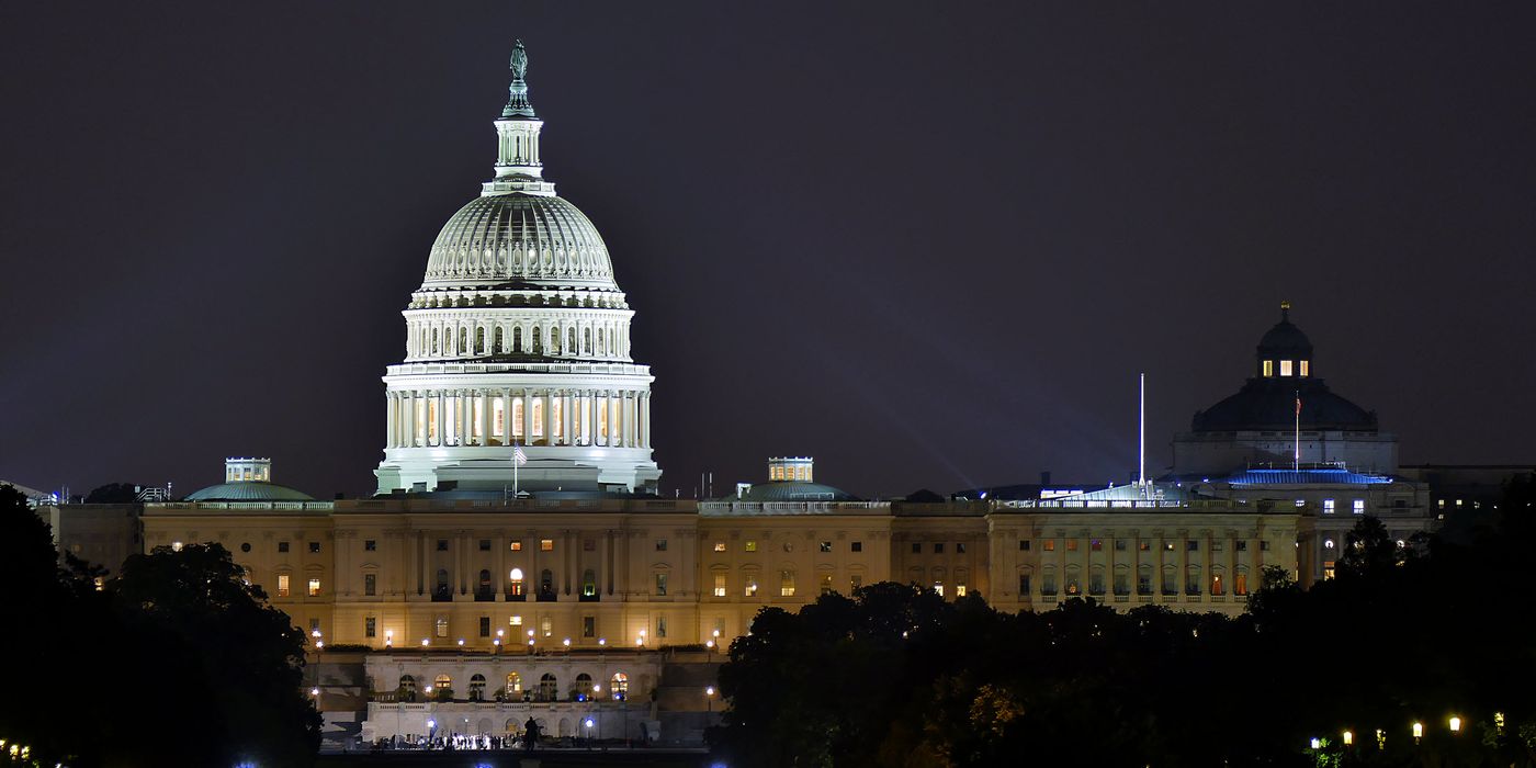 The U.S. Capitol Building at night