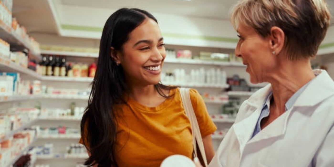 Pharmacist assisting client with making an HSA-eligible purchase.