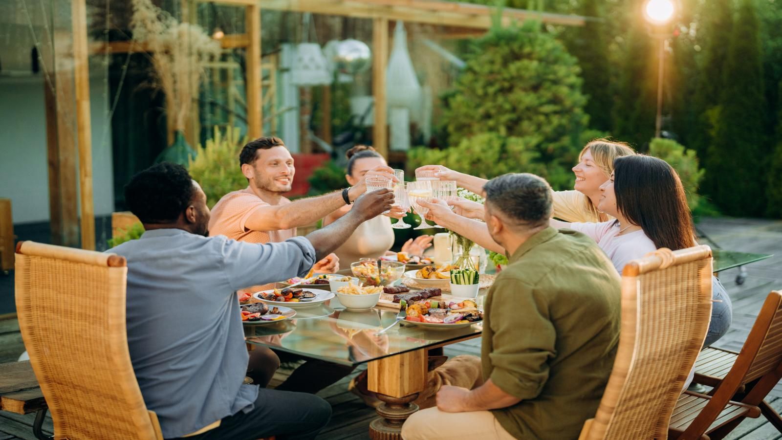 a group of friends at a set table