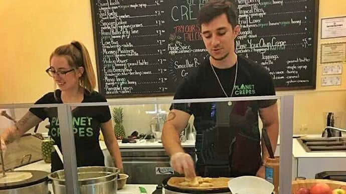 Employees working at Planet Crepes