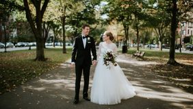 Emma Haak McKinley and Brian with her husband, Brian, on their wedding day. 