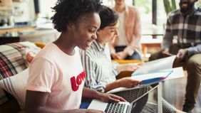 college students working on project