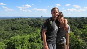 Couple in Belize during Thanksgiving holiday vacation.