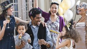 Family making financial New Year’s resolutions.