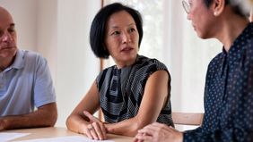 Co-workers working in a modern office