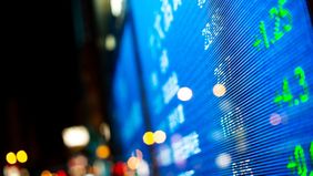 stock prices on a display board