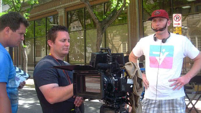 Image of Adam White directing his movie