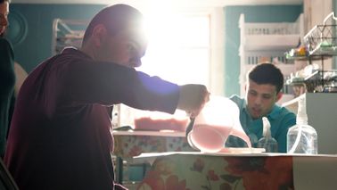 John and Justin working in Beloved Bath’s soap and candle studio.