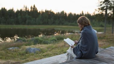 woman reading a book