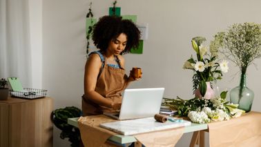 woman working on her debt