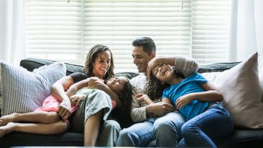 Family on a couch