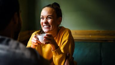 woman drinking coffee