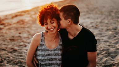 couple walking on beach
