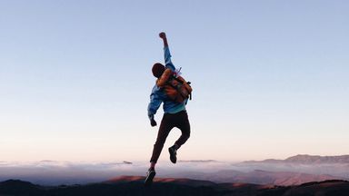 man jumping in air