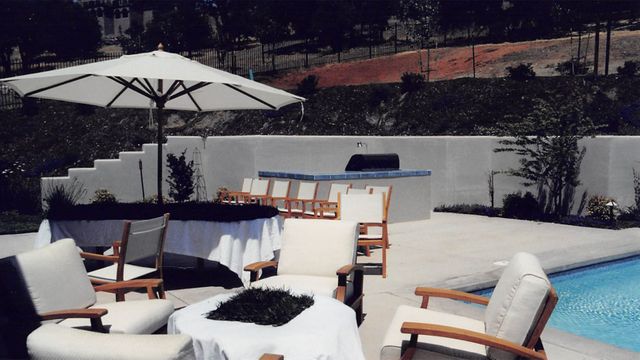 Elizabeth and John Dodson's backyard pool area