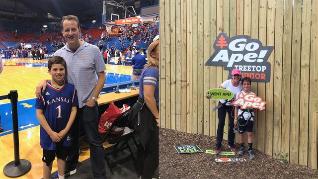 Corey and Jenny McQuade with their sons on two experience gifts.