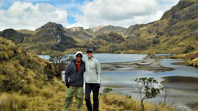 Stephanie Montague and husband, Michiyo, in Cajas National Park in Ecuador.