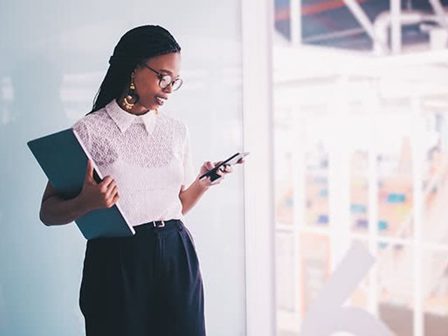 Woman checking her phone.