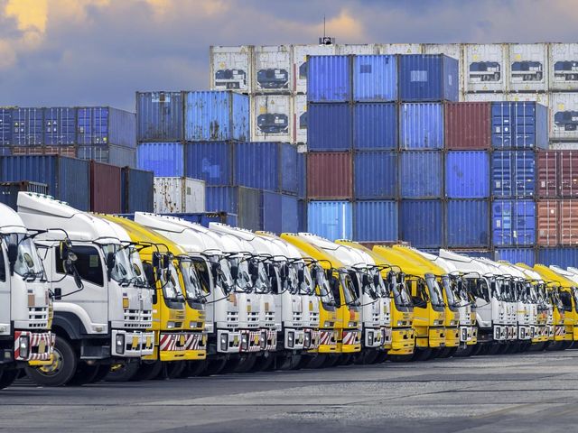 Cargo containers filled with goods waiting to be transported.