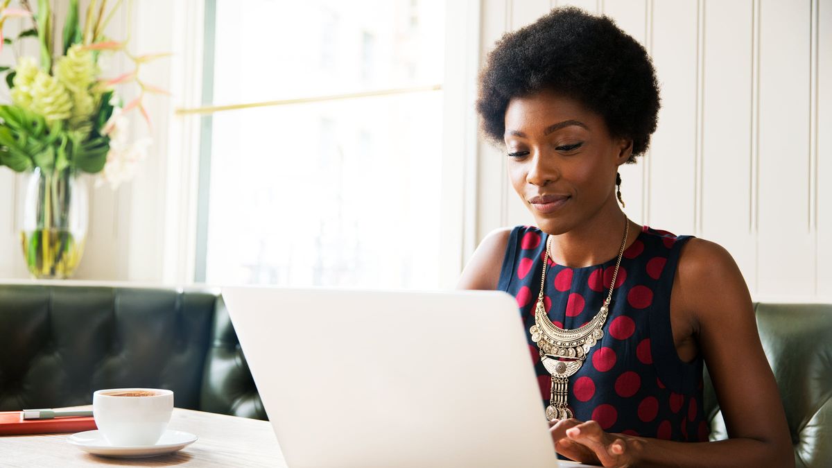 woman researching information about a cash balance pension plan