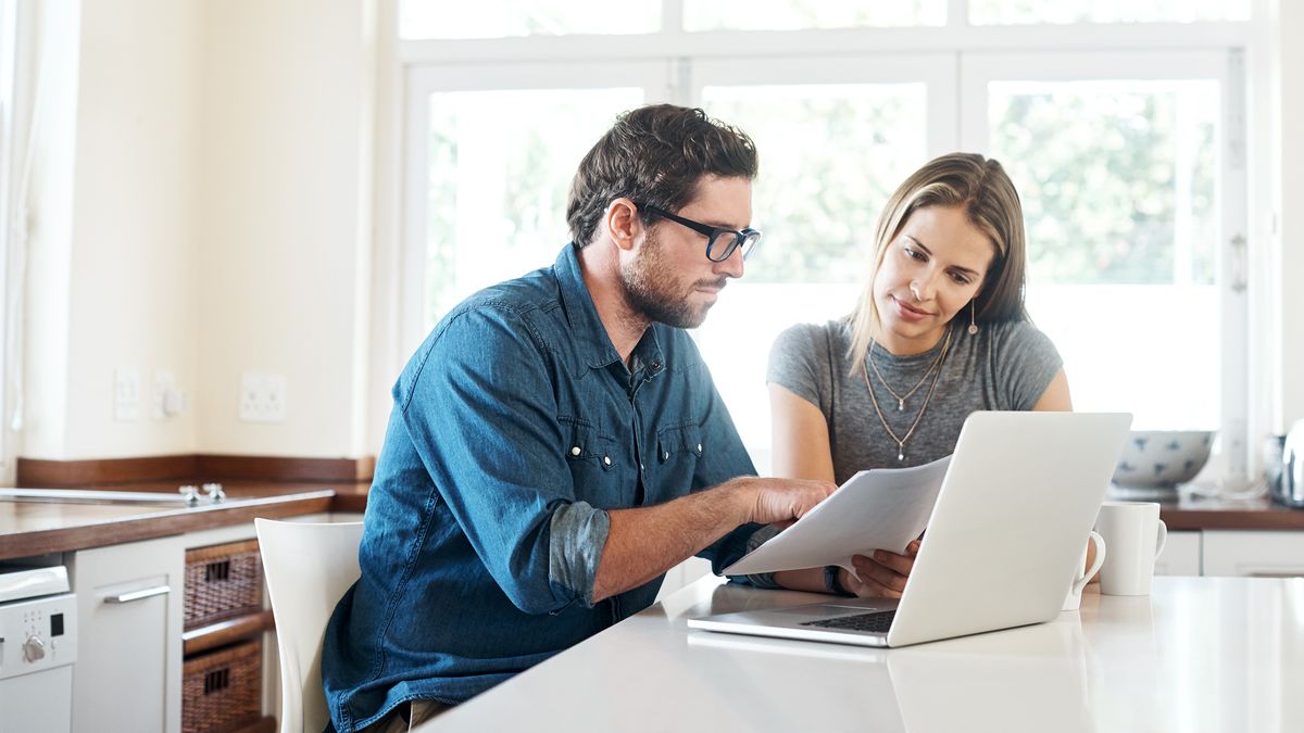 couple working on tax returns