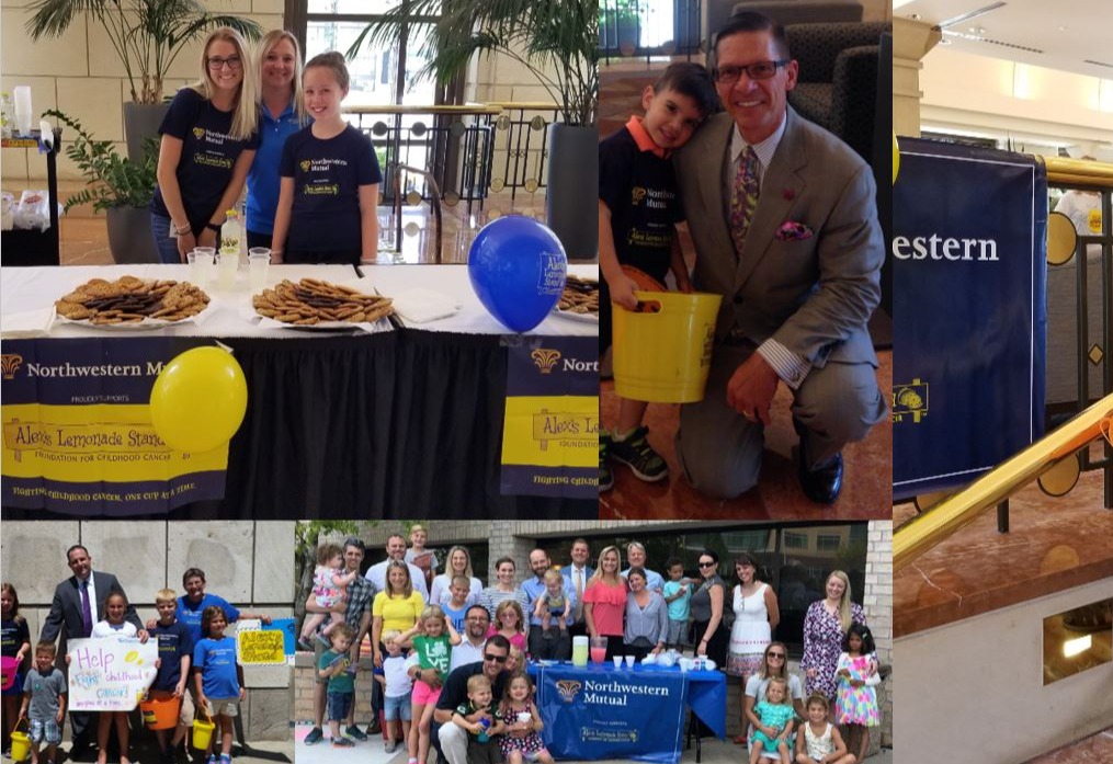 Greater Milwaukee members and their families working lemonade stands to raise money for Alex's Lemonade Stand Foundation