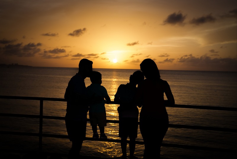 Family at beach