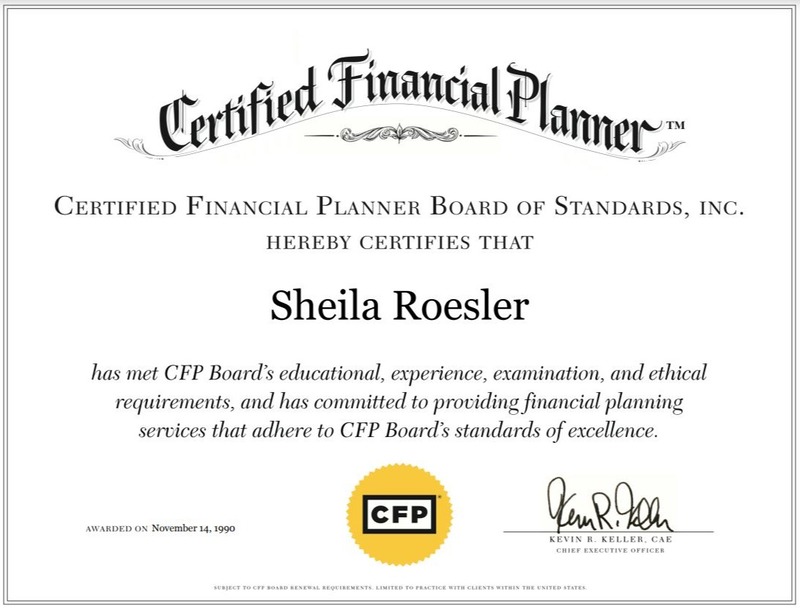 Sheila's CFP Certificate