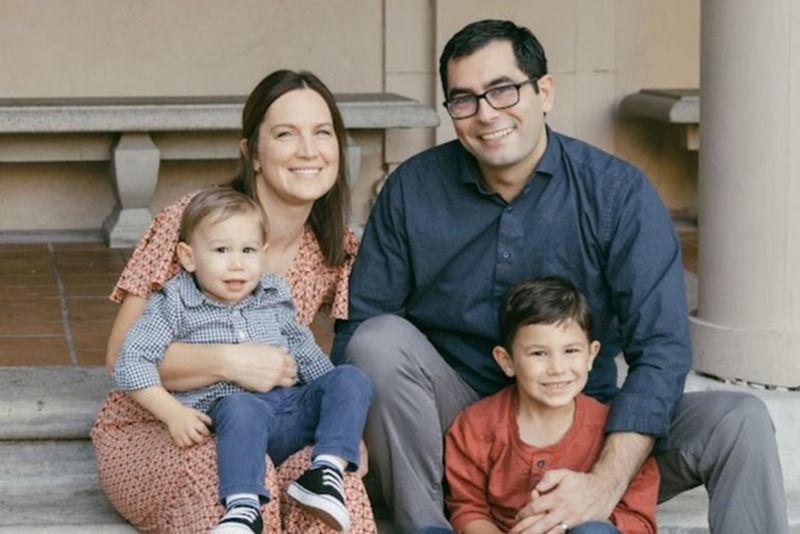Daniel with his wife and two kids