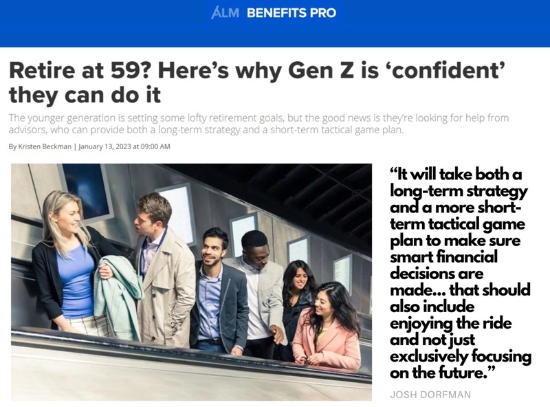 Photograph of young professionals taking an escalator upwards